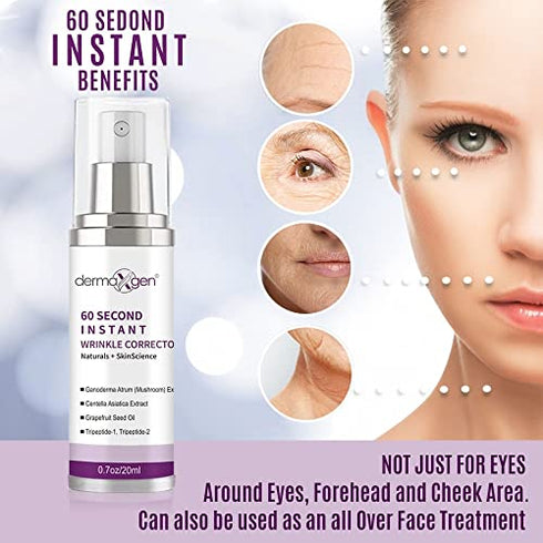 DERMAXGEN 60 Second INSTANT Wrinkle Corrector - Age-Defying & Firm Skin Treatment PURE ORGANIC Peptide 0.7FL OZ/ 20 ML