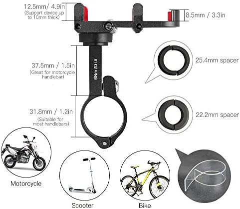 GUB Plus 6 Aluminum MTB Bicycle 3.5-6.2" Motorcycle Phone Holder Support GPS Mount for Bike Handlebar Accessories (Black-Red)