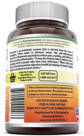 Amazing Formulas Bromelain - 500 Mg 120 Tablets (Non GMO,Gluten Free), Proteolytic Enzymes - Supports Dijestion of Proteins - Anti-Inflammatory Properties - Supports Nutrient Absorption*