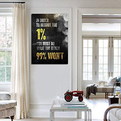 KaileFu-1% Entrepreneur Motivational Canvas Wall Art -Inspirational Wall Art Poster Quotes - Canvas Artwork Picture Print Framed for Home Office Bathroom Bedroom Bathroom Wall Decor-12"x16"