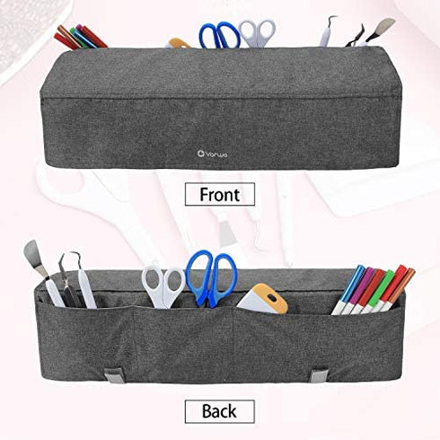 Yarwo Dust Cover with Back Pockets Compatible with Cricut Explore Air (Air 2), Cricut Maker, Maker 3, Heavy-Duty Nylon Cover Storage, Gray