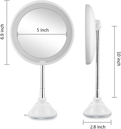 5X Magnifying Mirror with Light Makeup Mirror with Lights LED Lighted Makeup Mirror Vanity Mirror with Lights Flexible Gooseneck Mirror with Lights with Powerful Suction Cup