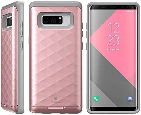 Galaxy Note 8 Case, Clayco Argos Series Premium Hybrid Protective Wallet Case for Samsung Galaxy Note 8 (Built-in Credit Card/ID Card Slot) (Rosegold)