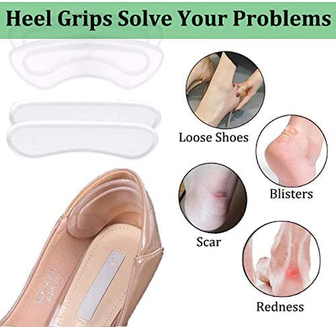 Heel Grips, 8PCS Heel Inserts, 12PCS Shoe Inserts, Gel Heel Cushion Inserts for Women Men, Adhesive Shoe Pads for Loose Shoes, Heel Slipping, Rubbing