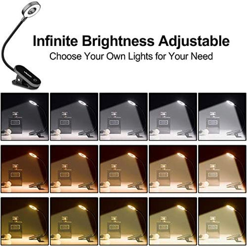 Visson Stepless Dimming Book Light,12 LED Reading Lights for Books in Bed,3 Color Temperature,Rechargeable Clip-on Light with Magnetic Function.Perfect for Bookworms,Kids