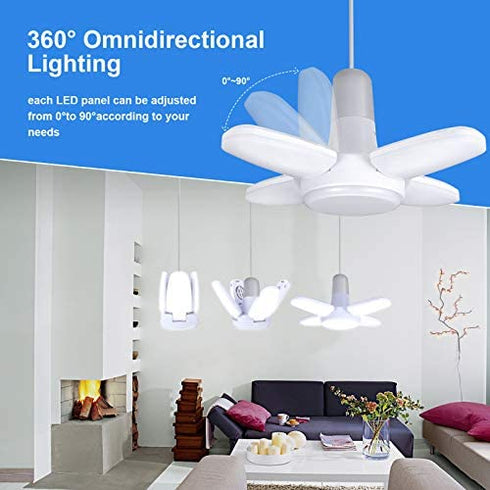 Rieyue 2 Pack LED Light Bulb 35 Watt (150W Equivalent), E26 Base 6500K Daylight Mini LED Light Bulbs, Super Bright Light Bulb, Deformable LED Bulbs for Workbench Porch Basement, LED Garage Light