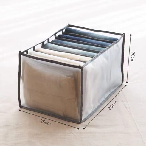 Clothing Organizer?2pcs Wardrobe Drawer T-Shirt Pants Organizer 7 Grids Foldable Washable Closet Organizers and Storage Stacking Separation Bags