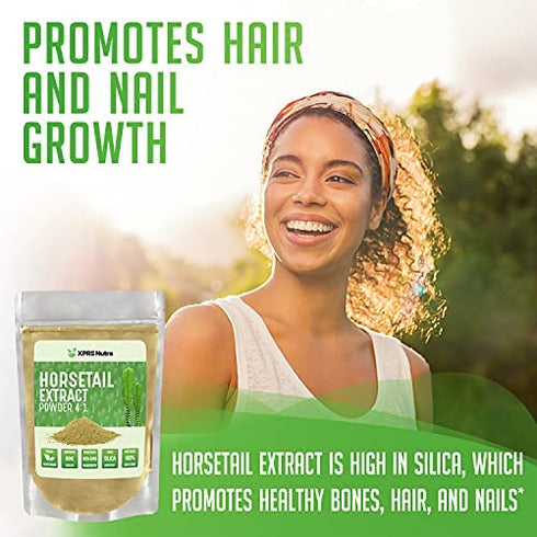 XPRS Nutra Horsetail Extract Powder for Hair, Nail, and Bone Growth - High Potency Horsetail Root Powder - High Silica Content for Maximum Growth - Vegan Friendly Horstail Extract (8oz)