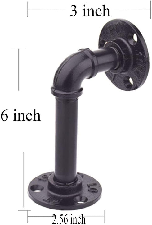 TLBTEK 4Pack Pipe Shelf Brackets Industrial DIY Pipe Decor Wall Shelves Brackets for Wood Floating Shelf Rustic Shelving Pipe Brackets Hardware Included