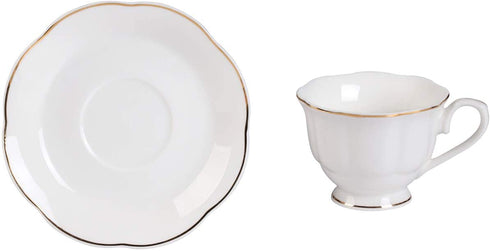 GuangYang 12 Pieces (Tiny Style) Mini Porcelain Espresso Cups with Saucers - 2.8 Ounce Coffee Cup and Saucer set of 6 ,80cc,White