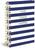 Graphique Hardbound Spiral Journal | Make Things Happen Navy Stripe Design | Premium Paper | Notebook | Diary | Lists | Record Month and Date | Great Gift | 160 Ruled Pages | 6.25” x 8.25”