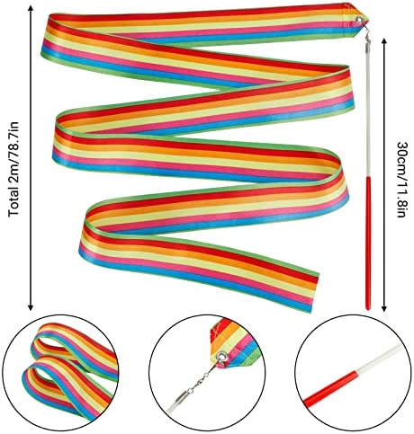 YGEOMER 12pcs Rhythmic Dance Ribbons Gymnastics Ribbon Streamers Dancing Streamers, Baton Twirling, for Artistic Dancing Gymnastics, Kids Dancing, Talent Shows