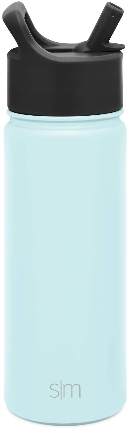 Simple Modern Kids Water Bottle with Straw Lid Vacuum Insulated Stainless Steel Metal Thermos | Reusable Leak Proof BPA-Free Flask for School | Summit Collection | 18oz, Seaside Blue