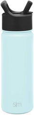 Simple Modern Kids Water Bottle with Straw Lid Vacuum Insulated Stainless Steel Metal Thermos | Reusable Leak Proof BPA-Free Flask for School | Summit Collection | 18oz, Seaside Blue
