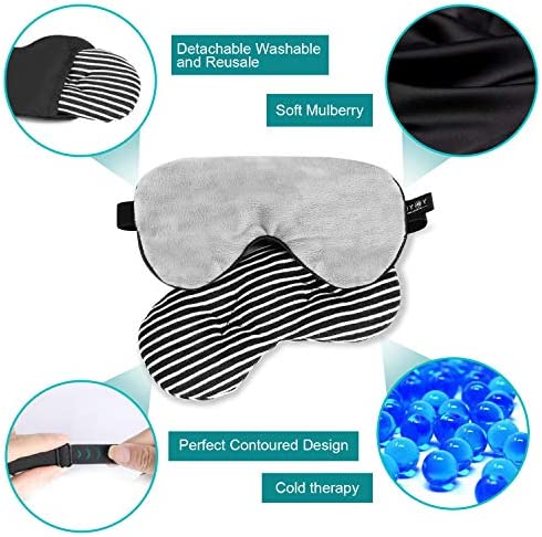Silk Cooling Weighted Sleep Eye Mask-Relief for Headache/Migraine Relief/Sinus Pain/Puffy Dry Eyes,Universal Size (Grey)