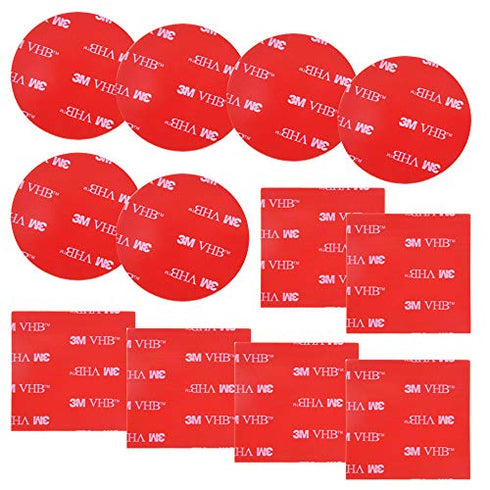 DanziX 12 PCS 3M Double Sided Foam Adhesive Tape Pads, Round and Square VHB Sticky Pads Replacement Mounting Tape