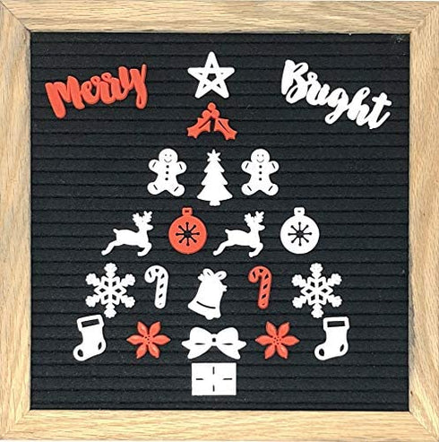 Christmas Holiday Set for Letter Boards - Cursive Words, Icons, Decoration to Enhance Your Felt Message Sign - 238 Piece with Snowflakes, Reindeer, Stockings and More - (Holiday Pack ONLY)