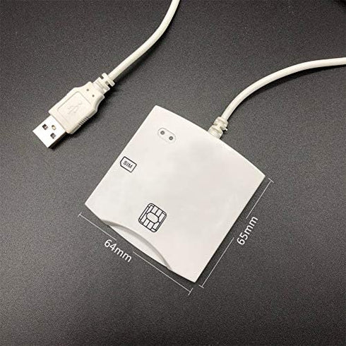 EMV SIM eID Smart Chip Card Reader Writer Programmer #N68 DOD Military USB Common Access CAC Smart Card Reader + SDK Kit, Compatible Windows (White)