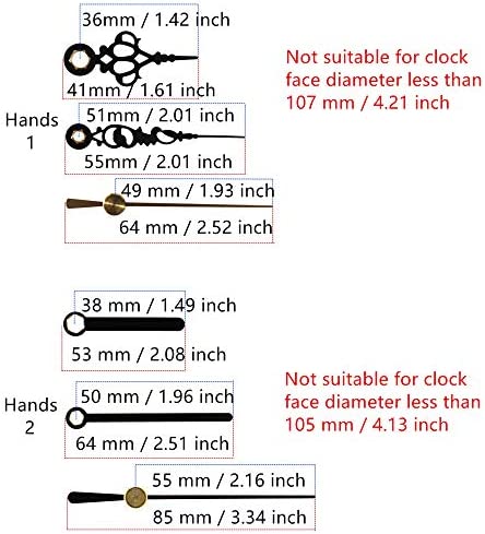 Youngtown 12888 Sweep Silent Clock Movement Mechanism with 2 Sets Small Hands 13.5mm (17/32 inch) Shaft Length 5.5mm (7/32 inch) Thread Length.