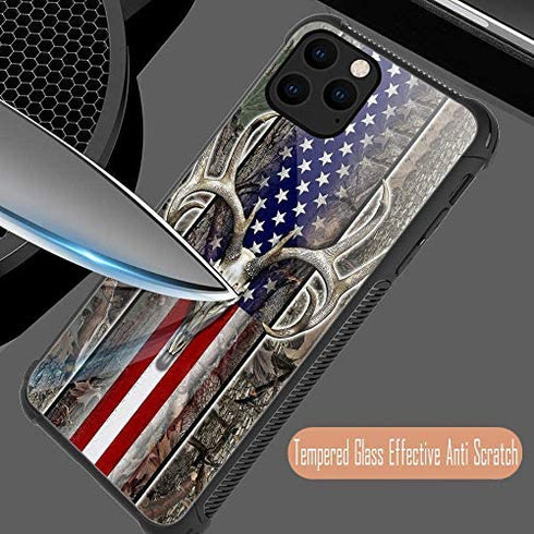 iPhone 11 Case,American Flag Camo Deer Skull iPhone 11 Cases for Men Boys,Shockproof Anti-Scratch Soft TPU Pattern Design Case for Apple iPhone 11 American Flag Camo Deer Skull