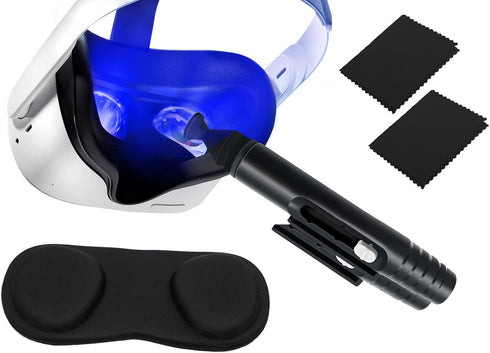 Clean VR Kit for Cleaning Virtual Reality Accessories | Compatible with Oculus Quest 2 | Lens Cleaning Pen + 2 Microfiber Cloths