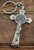 Saint Benedict Evil Protection Medal Metal Cross Keychain Faith Key Holder From Jerusalem Protective Benedictus Charm 3"