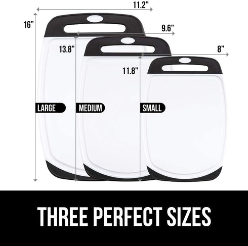 Gorilla Grip Reversible, Oversized, Thick Cutting Board Set of 3, Grip Handle, Deep Juice Grooves, Slip Resistant, Large Kitchen Chopping Boards for Meat, Veggies, Fruits, Dishwasher Safe, Hot Pink