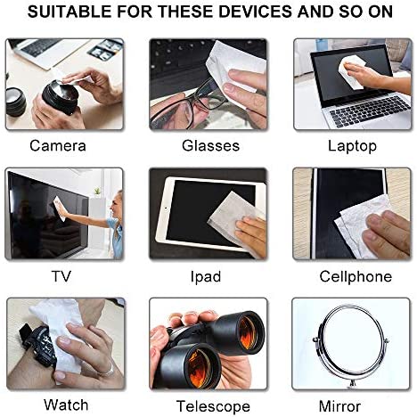 Pre-Moistened Lens Wipes ALIBEISS Screen Wipes for Glasses, Camera,Tablets, Smartphone, Screens and Other Delicate Surfaces,Pack of 100