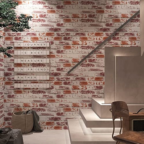 Brick Wallpaper Red Brick Peel and Stick Wallpaper Self-Adhesive Wallpaper Brick Contact Paper 17.7” × 118” Removable Wallpaper 3D Brick Paper for Backsplash Countertop Wall Realistic Brick Textured