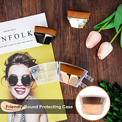 Endoto Foundation Makeup Brush Flat Top High-Density Magic Hexagon Face Kabuki Brush for Flawless Powder, Blending Liquid or Cream Cosmetics with Portable Case