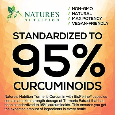 Turmeric Curcumin with BioPerine 95% Curcuminoids 1950mg - Natural Joint & Healthy Inflammatory Support, Black Pepper for Max Absorption, Nature's Tumeric Extract Supplement - 120 Capsules