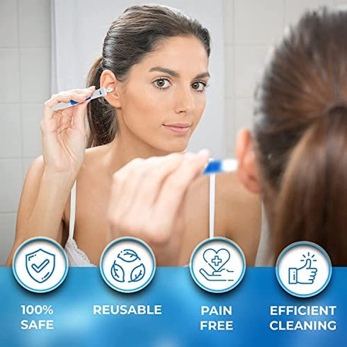 Healov Ear Wax Removal Tool with Spiral Twist Tip – Ear Wax Extraction Kit with Soft Stick Ear Cleaner Cleaning Aid, 16 Replacement Picker Heads – Auger Drill Extractor Earwax Remover Twister Wand