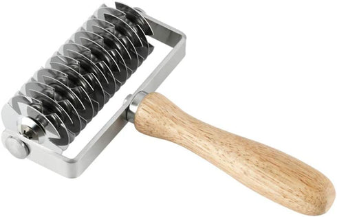 Mazaashop Pizza Roller Cutter Stainless Steel Pasta Spaghetti Maker Pizza Cake Pie Homemade Baking,Wood Handle