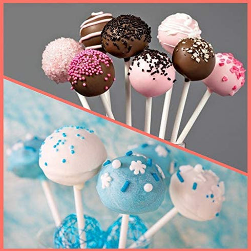 320Pcs Cake Pop Sticks and Wrappers, Lollipop Sticks Cake Pop Bags with Metallic Twist Ties Bow, for Making Lollipops Cookies Candies Chocolates