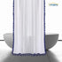 Uphome Tassel Shower Curtain, White Fabric Shower Curtain with Blue Fringe Trims, Vintage Boho Chic Cloth Shower Curtains for Bathroom Showers, 72 x 72