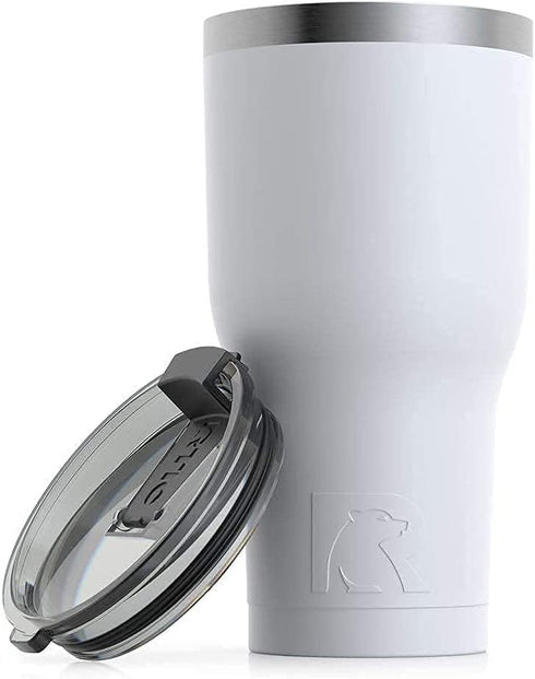 RTIC Tumbler with Splash Proof Lid, 30 oz, White, Insulated Travel Stainless Steel Coffee Mug, Sweat Proof, Keeps Hot & Cold Longer