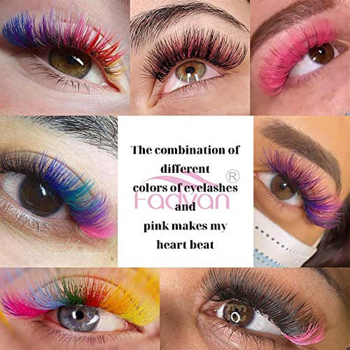 Color Eyelash Extensions Pink Lashes 0.07 Thickness D curl 8-14mm Classic Lash Extensions Individual Lashes Used by FADVAN (Pink, 0.07-8-14mm)