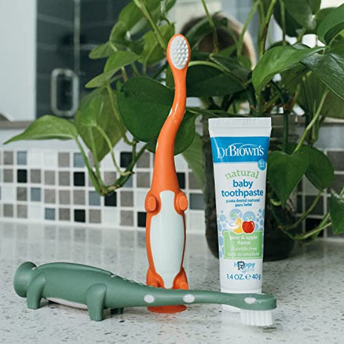 Dr. Brown's Baby Toothpaste, Apple Pear Flavor Toddlers and Kids Love, Fluoride Free, Made in the USA, 0-3 Years, 1.4oz