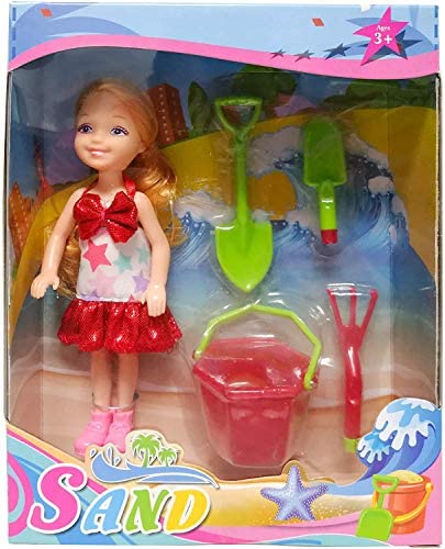 Mini Fashion Doll, 5 Inches Dress-Up Doll, with Small Accessories Aged 3+ (Beach Girl)
