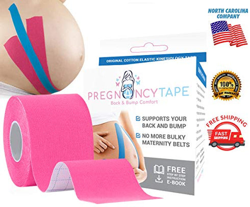 Back & Bump Comfort Pregnancy Tape - Maternity Belly Support Tape | #1 Pregnancy Gifts For Women, Pregnancy Belt - Gift for Expecting Mom (Pink)