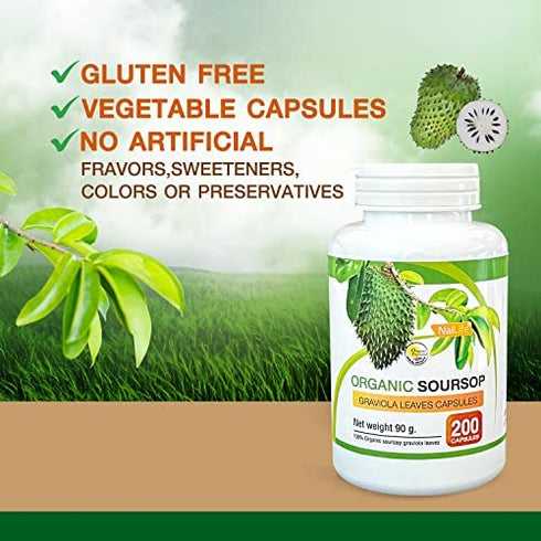 NalLife Organic Soursop Graviola Leaves 200 Capsules
