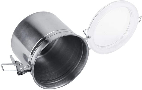 Food Storage Jar, Stainless Steel Coffee Container Airtight Sealed Food Storage Canister with Hinged Lid for Sugar Candy Tea Bean Spices Nuts Cereal or Snacks(1100ml)