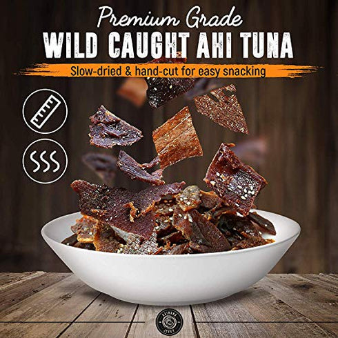 Kaimana Wild-Caught Ahi Tuna Jerky - Peppered | Rich in Omega-3s & High in Protein | All-Natural & Organic Fish Jerky (2 oz)