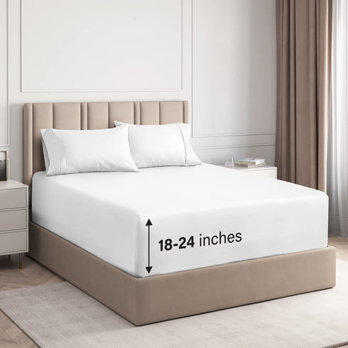 Extra Deep Pocket Sheets - 4 Piece Sheet Set - Twin XL Sheets Deep Pocket - Extra Deep Pocket XL Twin Sheets - Deep Fitted Sheet Set - Extra Deep Pocket Twin XL Size Sheets - Fits Extra Deep Mattress