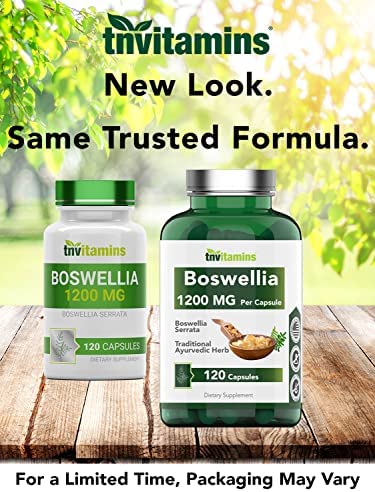 Boswellia Serrata Herbal Extract Capsules | 1200 MG/Capsule (120 Capsules) | Joint Support Supplement* | Promotes Mobility & Flexibility* | Ayurvedic Herb: Indian Olibanum/Frankincense | TNVitamins