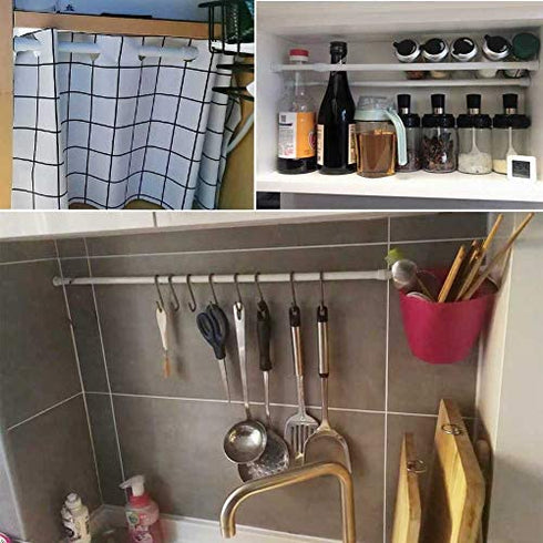 DZHJKIO Spring Tension Curtain Rods 28-43 Inch Adjustable Spring Loaded Small Mini Extendable Heavy Duty Black Curtain Tension Rod For Kitchen, Bathroom, Window, Bookshelf ,Closet?Black?