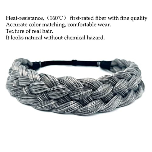 TOECWEGR 5 Strands Synthetic Hair Braided Headband Hairpiece Classic Chunky Wide Plaited Braids ElasticMulti-Color Headband Ladies Beauty Headwear (Hair band 2/h)