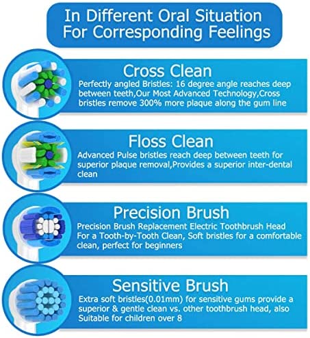 Replacement Toothbrush Heads for Braun Oral b, Compatible with Oral-B 7000/Pro 1000/9600/ 5000/3000/8000/Genius and Smart Electric Toothbrush, 16 Pcs