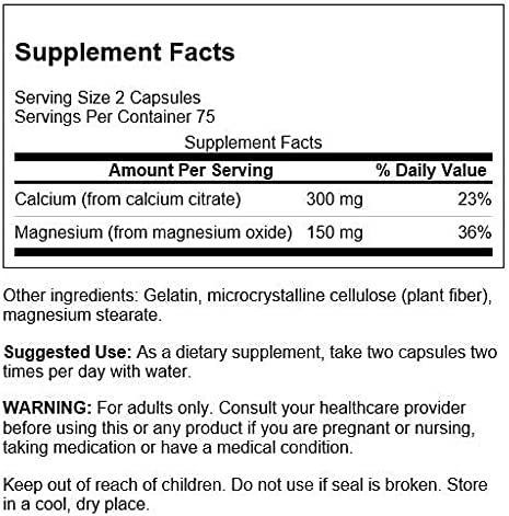 Swanson Calcium Citrate Plus Magnesium - Mineral Supplement Promoting Strong Bones, Energy Production, & Muscle Relaxation - May Support Cardiovascular Health - (150 Capsules)