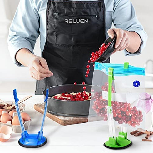 Baggy Rack Stands, 6 Pack, Adjustable Hands Free Clips for Food Storage Bags Plastic Freezer Bags, Bag Holders